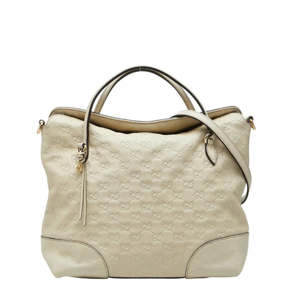 Gucci Guccissima 2way Shoulder Bag Beige Cream Ivory White Leather